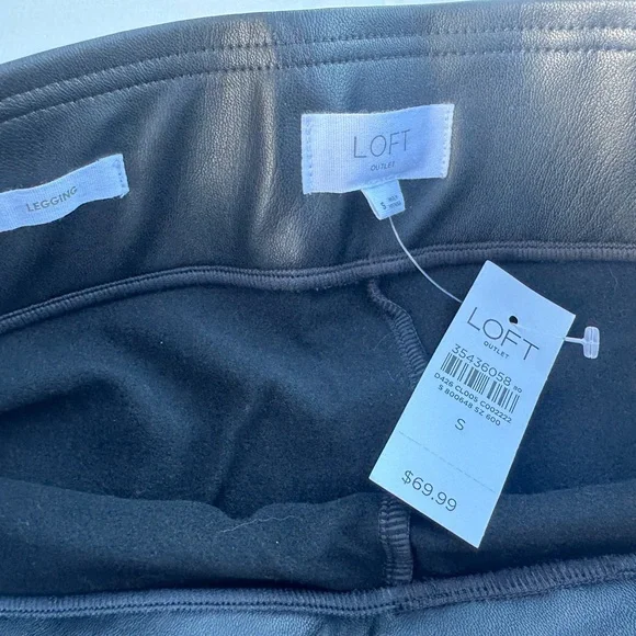 LOFT Black Faux Leather Leggings NWT - Picture 2 of 5